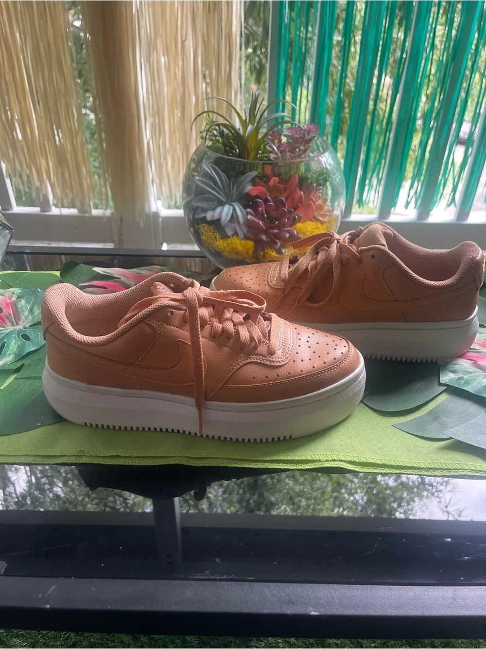 Nike Women’s Peach/Blush Low-Top Platform Sneakers